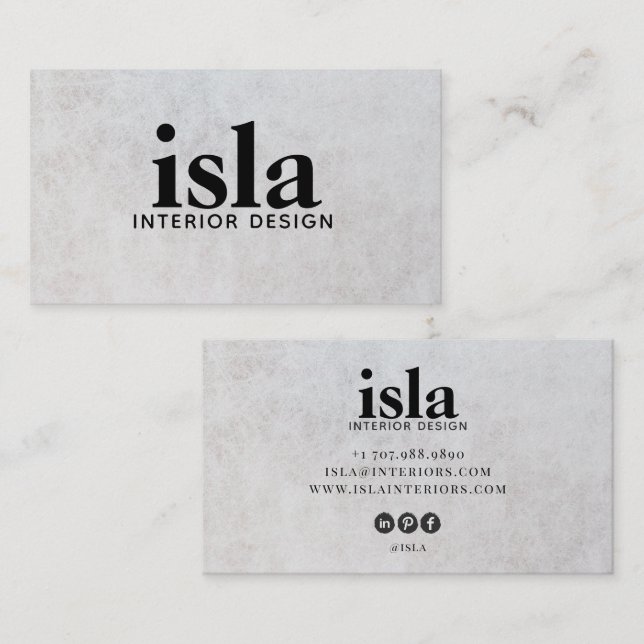 Modern Stone Texture Interior Designer Business Card (Front/Back)