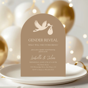 Modern Stork Baby Delivery Gender Reveal Invitation