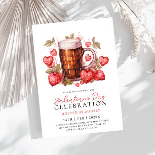 Modern Strawberries Beer Galentine's Day Party Invitation