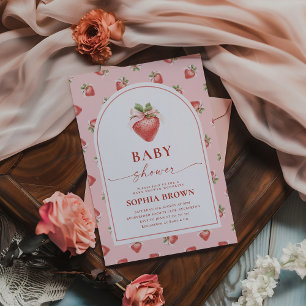 Modern Strawberry Baby Shower Invitation