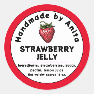 Modern Strawberry Jam or Jelly Canning Jar Label