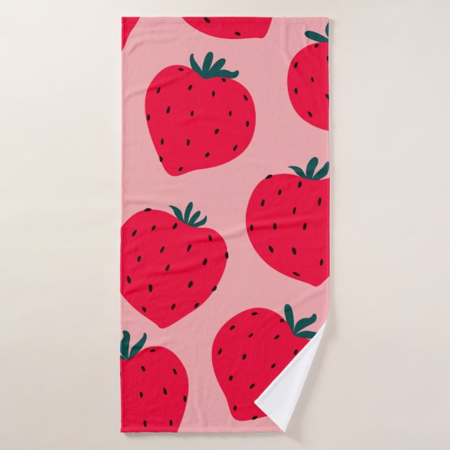 Modern strawberry seamless pattern. Big red round  Bath Towel (Bath Towel)
