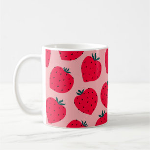 Modern strawberry seamless pattern. Big red round  Coffee Mug