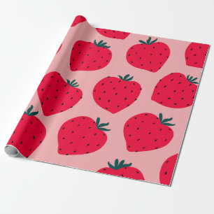 Modern strawberry seamless pattern. Big red round Wrapping Paper