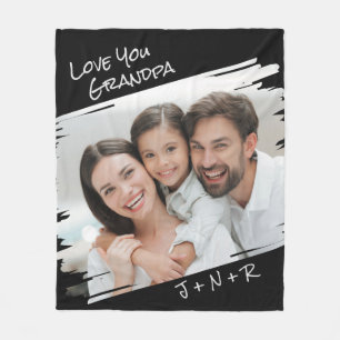 Modern Street Art Add Your Photo Love You Grandpa Fleece Blanket