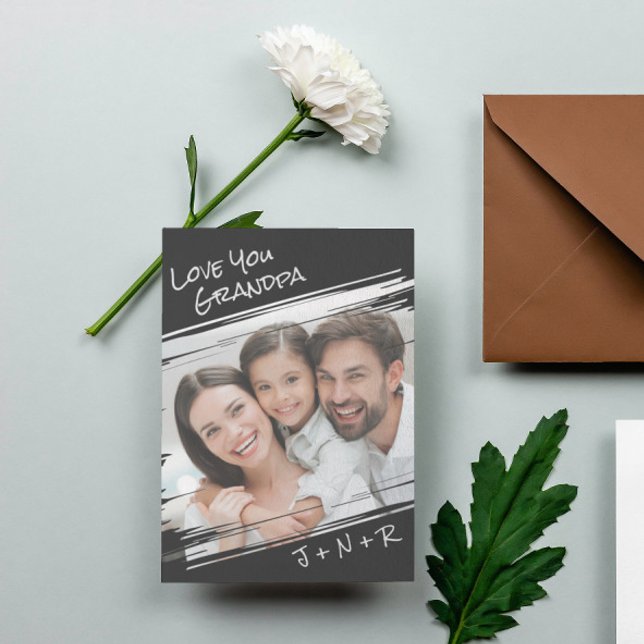  Modern Street Art Add Your Photo Love You Grandpa Holiday Card (Creator Uploaded)