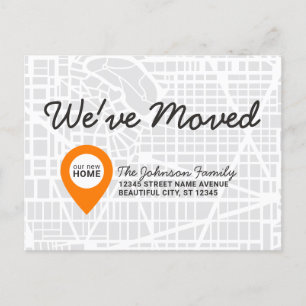 Modern Street Map Pin We've Moved New Home Moving Announcement Postcard