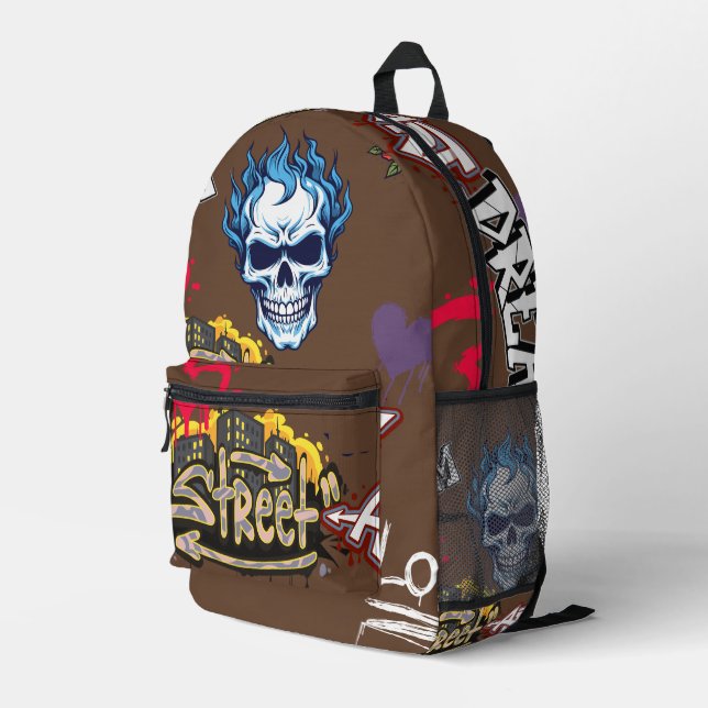 Modern streetart illustrations Spooky monster Printed Backpack (Back Corner Right)