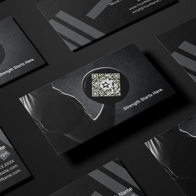 Modern Strength Fitness QR Code Business Card (Turn every handshake into a new client.)