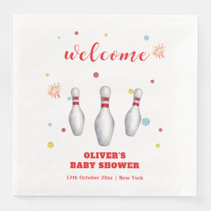 Modern Strike Up Bowling Baby Shower Welcome Napkin