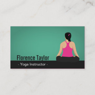 Modern, Striking, Green Yoga Instructor Business Card