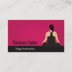 Modern, Striking, Pink Yoga Instructor Business Card