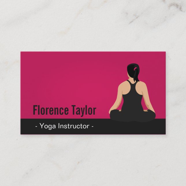 Modern, Striking, Pink Yoga Instructor Business Card (Front)