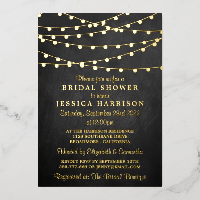 Modern String Lights Bridal Shower Real (Front)