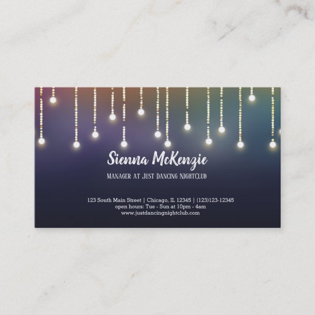 Modern string lights business card (Front)