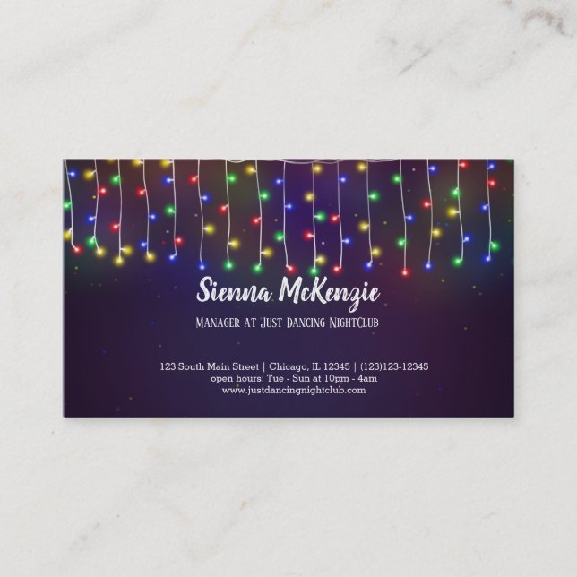 Modern string lights business card (Front)