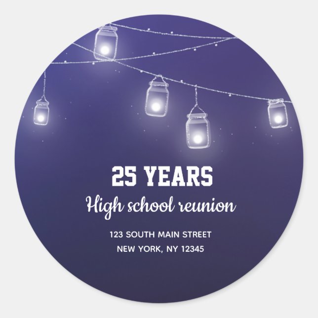Modern string lights classic round sticker (Front)