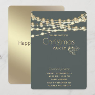 Modern string lights corporate Christmas party   Invitation