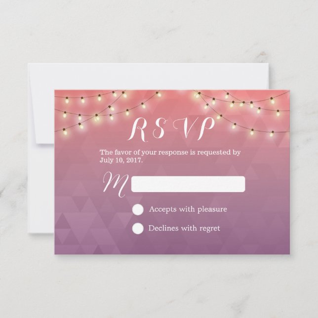 Modern String Lights Elegant Wedding RSVP (Front)