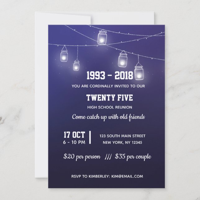 Modern string lights invitation (Front)