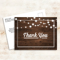 Modern String Lights on Wood Rustic Thank You