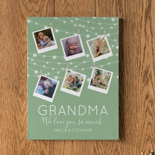 Modern String Lights Photo Collage Plaque