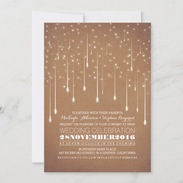 Modern String Lights Romantic Wedding Invitation (Front)
