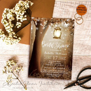 Modern String Lights Rustic Bridal Shower Invitation