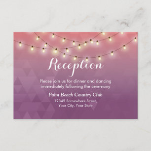 Modern String Lights Tropical Wedding Reception Enclosure Card