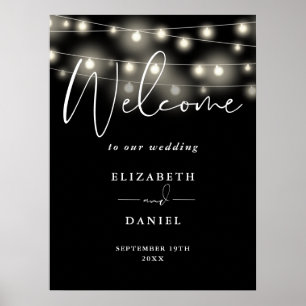 Modern String Lights Wedding Welcome Sign