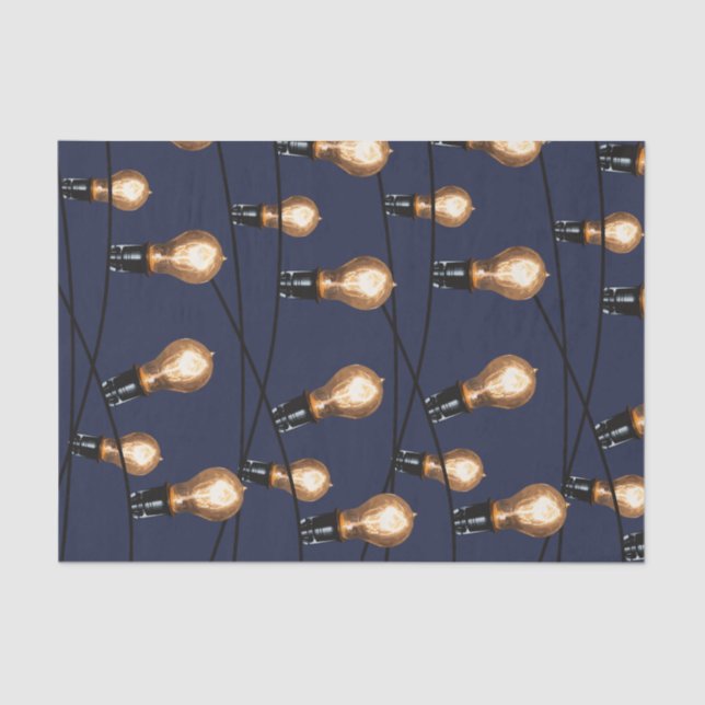 Modern String of Lights Edison Bulbs Tissue Paper (Front)