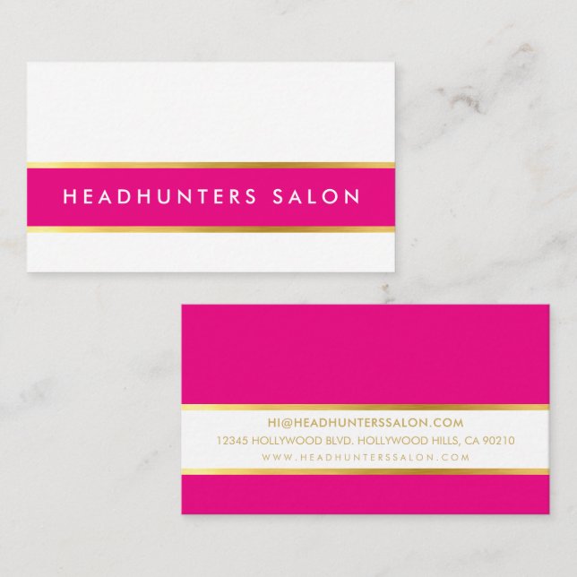 MODERN STRIP skinny band simple slick pink gold Business Card (Front/Back)