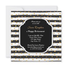 Modern Stripe and Dots Retirement Invitations