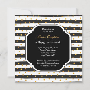 Modern Stripe and Dots Retirement Invitations