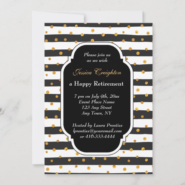 Modern Stripe and Dots Retirement Invitations (Front)