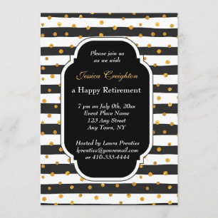 Modern Stripe and Dots Retirement Invitations