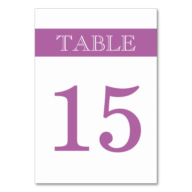 Modern stripe and purple, grey minimal wedding table number (Front)