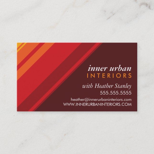 MODERN STRIPE bold fresh monochrome hot red Business Card (Front)