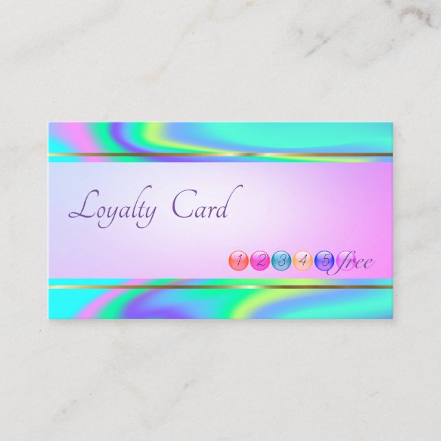 Modern Stripe,Dots Hologrphic  Loyalty Card (Front)