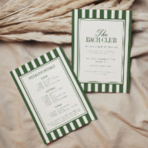 Modern Stripe Green Bachelorette Weekend Itinerary