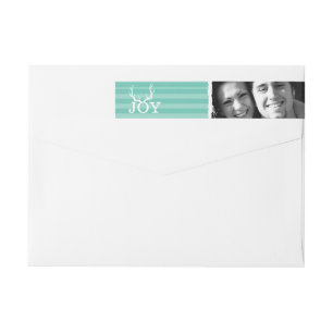 Modern Stripe Mint Your Photo Christmas Wrap Around Label