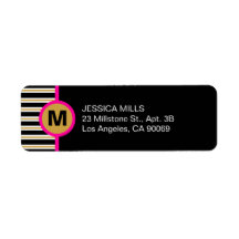 Modern Stripe Monogram Return Address Label