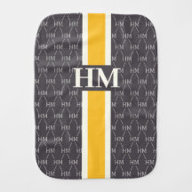 Modern Stripe Monogram w/ Designer Pattern Gray