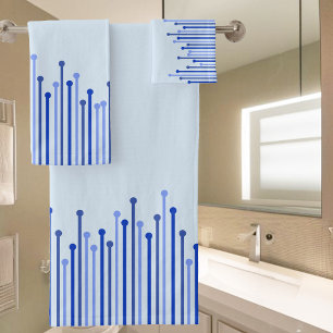 Modern stripe pattern on pale blue bath towel set