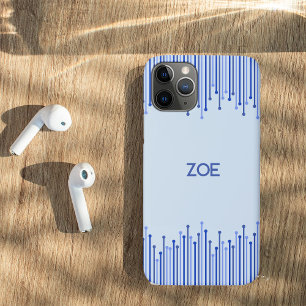 Modern stripe pattern on pale blue iPhone 11 pro case