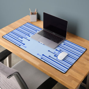 Modern stripe pattern on pale blue desk mat