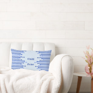 Modern stripe pattern on pale blue  lumbar cushion
