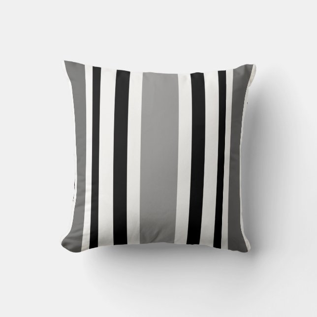 Modern Stripe Pillow-Home-Black/White/Grey Cushion (Front)