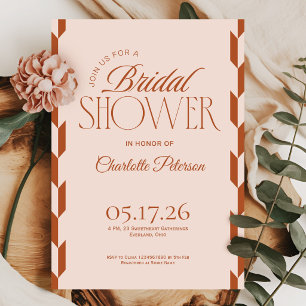 Modern stripe terracot typography Bridal Shower Invitation