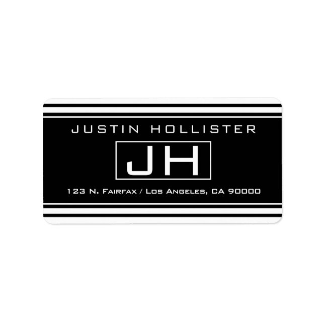 Modern Striped Black & White Label (Front)